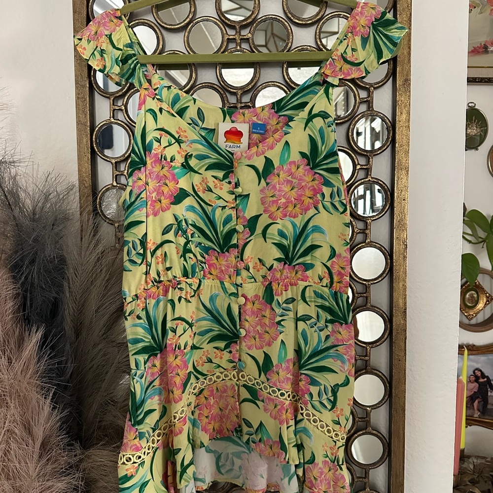 Farm Rio Ruffled Floral Top Tank size Small - Picture 5 of 9